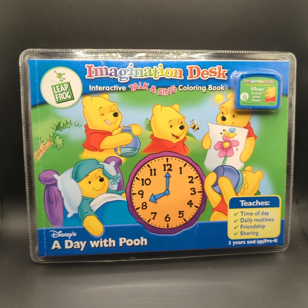 Leap Frog Imagination Desk Disney's A Day with Pooh Interactive Book & Cartridge